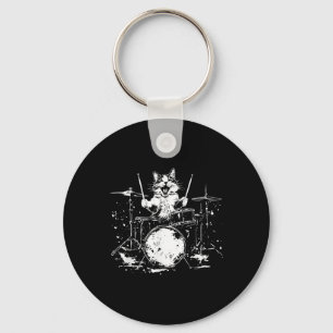 Funny Cat Drummer Drums Drumming Muziekliefhebber Sleutelhanger