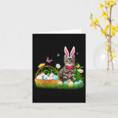Funny Cat Easter Day Bunny Eggs Kaart (Gele Bloem)