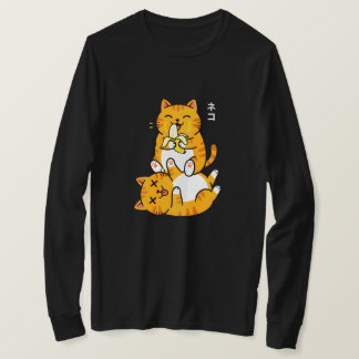 Funny Cat Eating Banana Neko Cute Cartoon Orange T-shirt