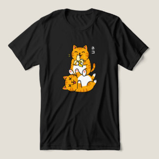 Funny Cat Eating Banana Neko Cute Cartoon Orange Tri-Blend Shirt
