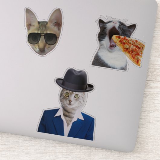 Funny Cat Eating Pizza Sticker (Detail)