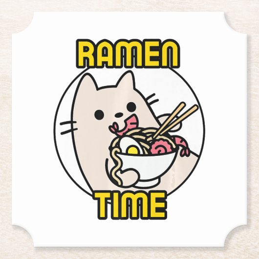 Funny Cat Eating Ramen Cat Lover Pet Owner Kartonnen Onderzetters (Voorkant)