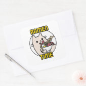 Funny Cat Eating Ramen Cat Lover Pet Owner Vierkante Sticker (Envelop)