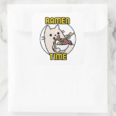 Funny Cat Eating Ramen Cat Lover Pet Owner Vierkante Sticker (Tas)