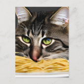 Funny Cat Eating Spaghetti Briefkaart (Voorkant)