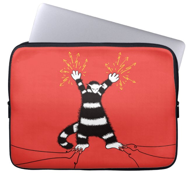 Funny Cat Electrical Engineer Red Laptop Sleeve (Voorkant)
