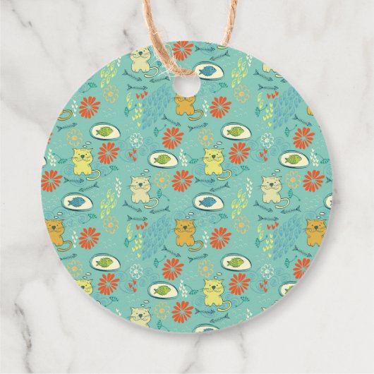 Funny Cat en Fish Bedankjes Labels (Achterkant)