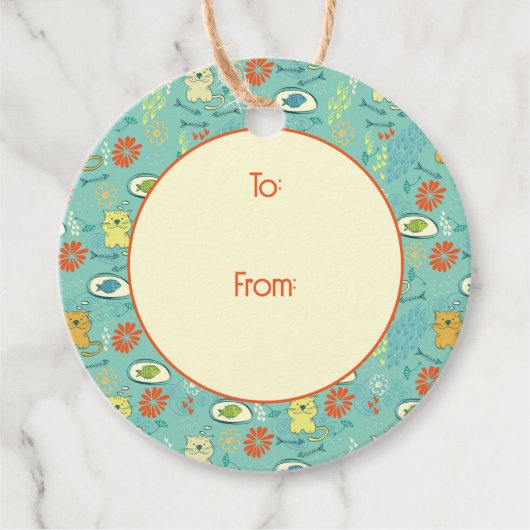 Funny Cat en Fish Bedankjes Labels (Voorkant)