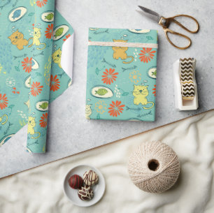 Funny Cat en Fish Cadeaupapier