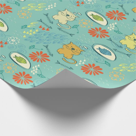 Funny Cat en Fish Cadeaupapier (Hoek)