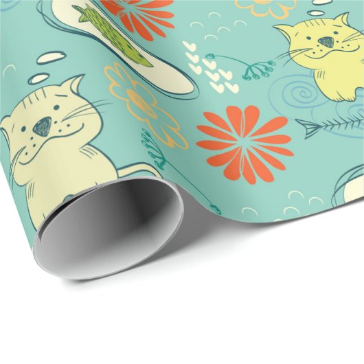 Funny Cat en Fish Cadeaupapier (Rol Hoek)
