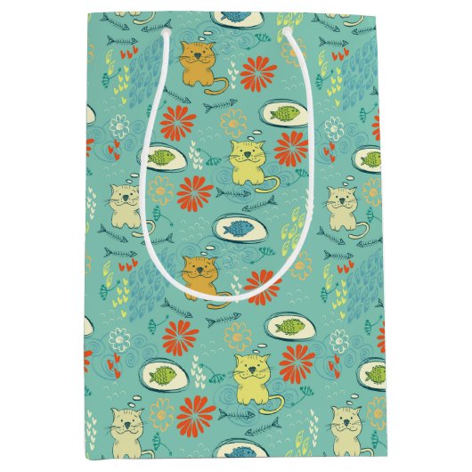 Funny Cat en Fish Medium Cadeauzakje (Voorkant)