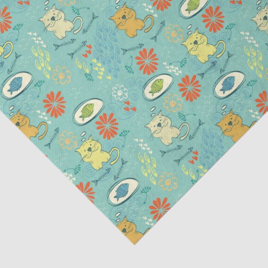 Funny Cat en Fish Tissuepapier (Detail)