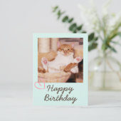 Funny Cat en Happy Birthday Briefkaart (Staand voorkant)