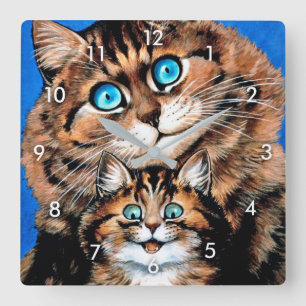Funny Cat en Kitten, Louis Wain Vierkante Klok