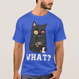 Funny cat en koffiescholiekcafeïne ca t-shirt