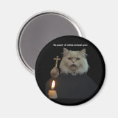 Funny Cat Exorcist Magnet - Catnip Compels You (Voorkant / Achterkant)