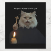 Funny Cat Exorcist Wine Label - Catnip Compels You Wijn Etiket (Enkel label)