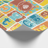 Funny cat fabric patchwork wallpaper, abstract naa cadeaupapier (Hoek)