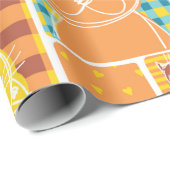 Funny cat fabric patchwork wallpaper, abstract naa cadeaupapier (Rol Hoek)
