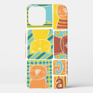 Funny cat fabric patchwork wallpaper, abstract naa Case-Mate iPhone case