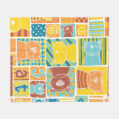 Funny cat fabric patchwork wallpaper, abstract naa fleece deken (Voorkant (Horizontaal))