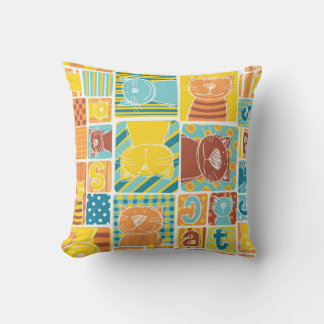Funny cat fabric patchwork wallpaper, abstract naa kussen