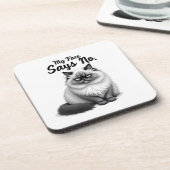 Funny Cat Face Illustration – Minimal Cute Cat Art Bier Onderzetter (Linkerzijde)