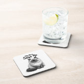 Funny Cat Face Illustration – Minimal Cute Cat Art Bier Onderzetter (Rechterzijde)