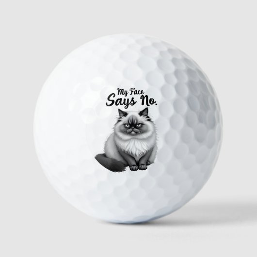 Funny Cat Face Illustration – Minimal Cute Cat Art Golfballen (Voorkant)