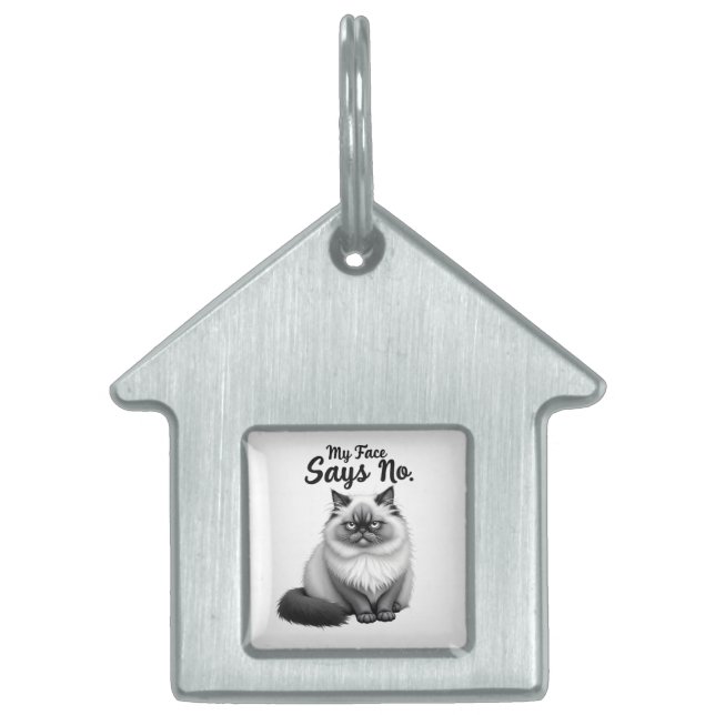 Funny Cat Face Illustration – Minimal Cute Cat Art Huisdieren Naamplaatje (Voorkant)