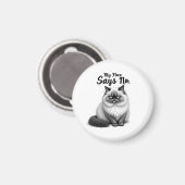 Funny Cat Face Illustration – Minimal Cute Cat Art Magneet (Voorkant / Achterkant)