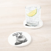 Funny Cat Face Illustration – Minimal Cute Cat Art Zandsteen Onderzetter (Zijkant)