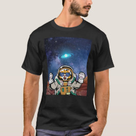 Funny Cat Face met Funky Glasses Space T-shirt
