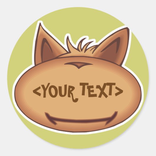 Funny Cat Face,<YOUR TEXT> Ronde Sticker (Voorkant)