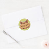Funny Cat Face,<YOUR TEXT> Ronde Sticker (Envelop)