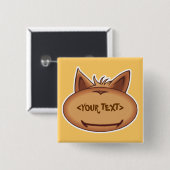 Funny Cat Face,<YOUR TEXT> Vierkante Button 5,1 Cm (Voorkant /achterkant)