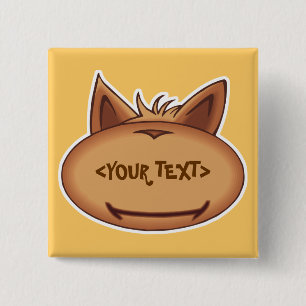 Funny Cat Face,<YOUR TEXT> Vierkante Button 5,1 Cm