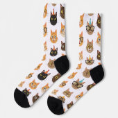 Funny Cat Faces Pattern Crew Socks Sokken (Links)