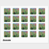 Funny Cat Fall verlaat Cartoon Creationarts Vierkante Sticker (Vel)