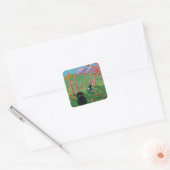 Funny Cat Fall verlaat Cartoon Creationarts Vierkante Sticker (Envelop)