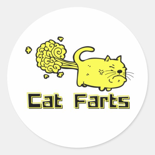 Funny Cat Farts Ronde Sticker (Voorkant)
