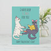Funny cat felines pun illustration Valentijn Day Feestdagenkaart (Staand voorkant)