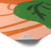 Funny Cat Fig Tree Potot Planten Hand Drawn Poster (Hoek)