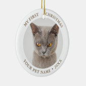 Funny Cat First Kerstfoto Keramisch Ornament (Rechts)