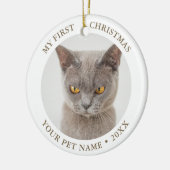 Funny Cat First Kerstfoto Keramisch Ornament (Links)