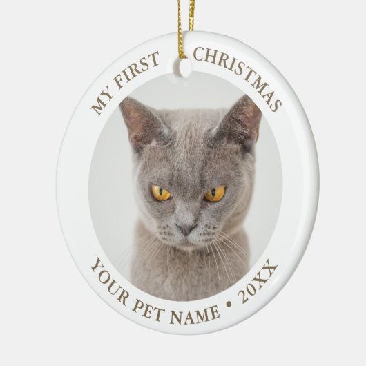 Funny Cat First Kerstfoto Keramisch Ornament (Links)