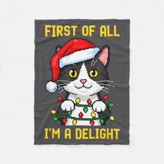 Funny Cat First Of All I'm A Delight Retro Gaming Fleece Deken (Voorkant)