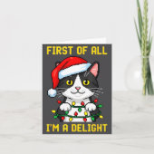 Funny Cat First Of All I'm A Delight Retro Gaming  Kaart (Voorkant)
