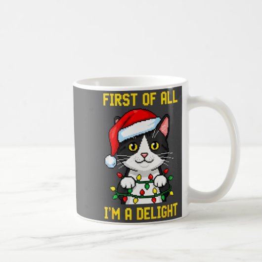Funny Cat First Of All I'm A Delight Retro Gaming  Koffiemok (Rechts)